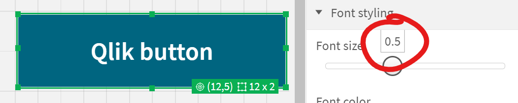 Screenshot of Qlik Sense font size units for a standard visualization object