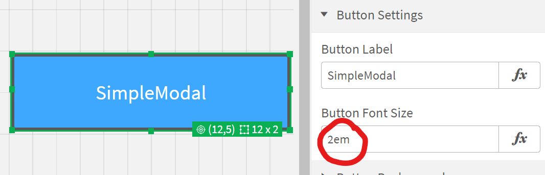 Screenshot of CSS font size units for the SimpleModal extension